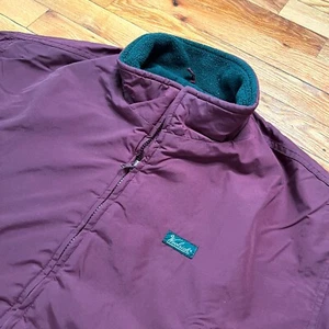 Vintage Woolrich Full Zip Jacke Fleece gefüttert Bomber Style - Größe L - weinrot - Bild 1 von 10