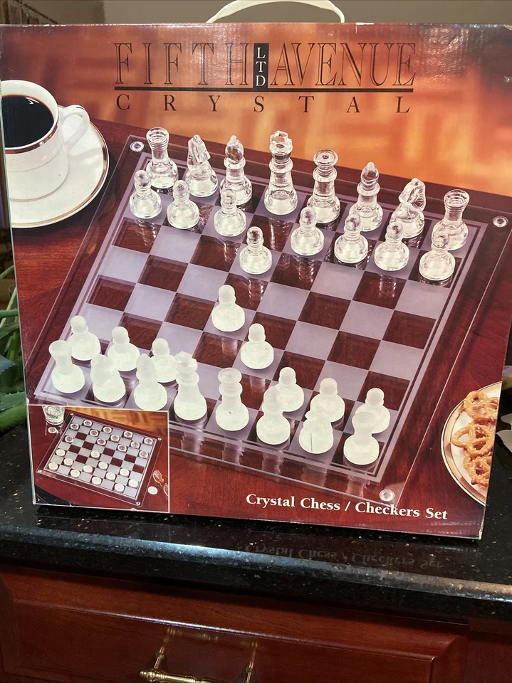 Fifth Avenue Crystal 57 Piece Chess and Checkers Board Game Set