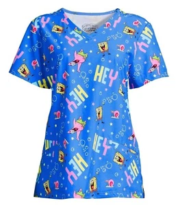Womens SpongeBob Scrub Top Shirt & Mask XXL PLUS Size 2X 2XL Squarepants Patrick - Picture 1 of 5