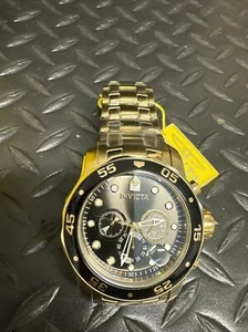 Invicta Pro Diver Chronograph Charcoal Dial Gold Ion-plated Men's Watch - Picture 1 of 2