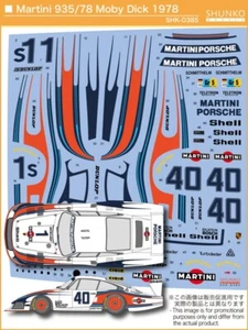 SHUNKO Decal Sheet 1:24 Scale Martini Porsche 935/78 Moby Dick 1978 # SHK-D385 - Picture 1 of 6