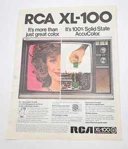 RCA XL-100 Television Vintage Print Ad 70s Solid State Accucolor Electronics - Picture 1 of 6