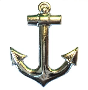 Chrom Segelschiff Yacht oder Boot 25 mm Anker Metall Abzeichen Reversnadel Marineblau Meer - Bild 1 von 2
