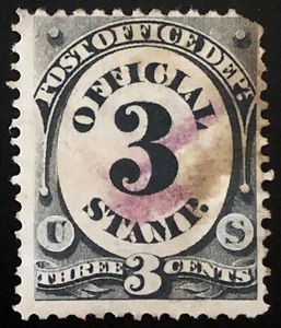 US 1873 #O49 Black 3c Post Office Dept Official Used - Picture 1 of 3