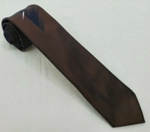 WEMLON by Wembly White/Gray Feather Accent on Brown Polyester Neck Tie -DESIGNER - Picture 1 of 6
