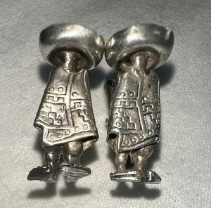 Vintage mexikanische Taxco 925 Sterling Figur Manschettenknöpfe Knopfloch Pin. - Bild 1 von 6