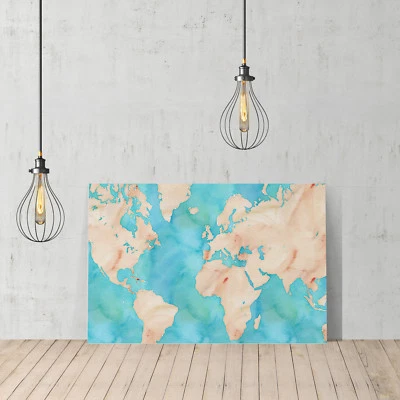 Decorative Canvas Print United Design World Map Wall Décor Ready To Hang - Image 1 of 4