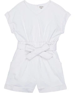 NORDSTROM HABITUAL Girl's Paper Bag Romper White - Picture 1 of 6