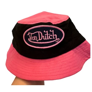 NWOT Von Dutch Kids Bucket Hat Pink and Black, Y2K Retro, Embroidered - Picture 1 of 6