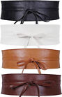 4 Pack Women Belts Self Tie Wrap Wide Waist Belt Soft Leather 72cm