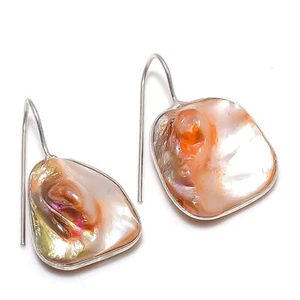 Biwa Pearl Gemstone Handmade Jewelry Earring 1.34" K374 - Picture 1 of 8