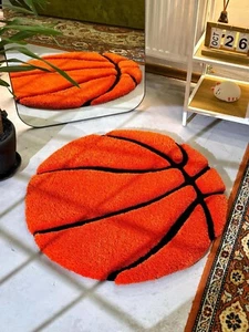 Basketball Handgetuftete Wolle Handarbeit Vorleger Teppich für Zuhause Wohnzimmer - Bild 1 von 8