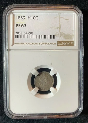 1859- Proof Seated Half Dime, H10c, NGC, PR-67, electric blue & rose toning Cover