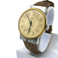 Classic Mechanical Watch POBEDA Men USSR Rare Soviet Serviced Gold Silver Color