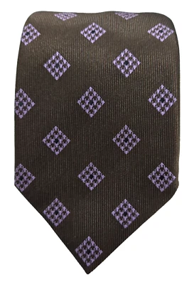 Corbata David Donahue Autopunta Marrón con Púrpura Pata de Gallo Diamantes 58.5 x 3.25" Foto 1 de 4