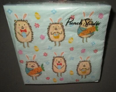 PUNCH STUDIO ~ 20 unidades EASTER HEDGEHOG 3 capas papel bebidas cóctel servilletas Foto 1 de 2