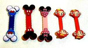 Lot of 5 Micky Minnie, Donald Earphone Headphone Cord Organizer Clip Wrap - NEW - Picture 1 of 5