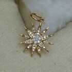 925 Sterling Silver Simulated Diamond Starburst Pendant 14k Yellow Gold Plated