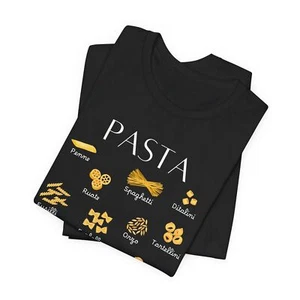 Pasta Lover Food Print Shirt Graphic Tee Italian Foodie Gift Pasta Types T-Shirt - Picture 1 of 42