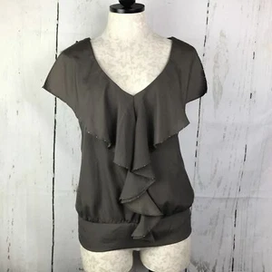 Gap Ruffle Front Sleeveless Brown Top Women Sz Small Nwt - Picture 1 of 6