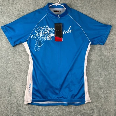 Primal Women's 2XL Cycling Jersey Ride Blue White Pockets Floral - Image 1 of 4