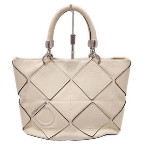 Salvatore Ferragamo Hand Bag Tote Purse Leather Ivory Authentic - Picture 1 of 24