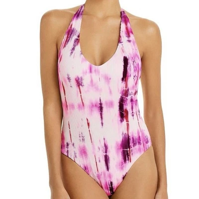 New Pilyq PQ Swim Spell Avery One Piece Swimsuit Size Small Pink Tie Dye Ribbed - Image 1 of 4