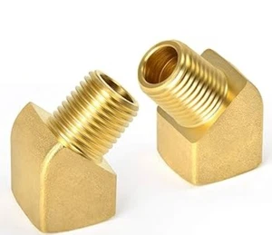 2 Pack 45 Degree 1/2" NPT Pipe Thread Brass Street Elbow Fitting 50131 - Picture 1 of 2
