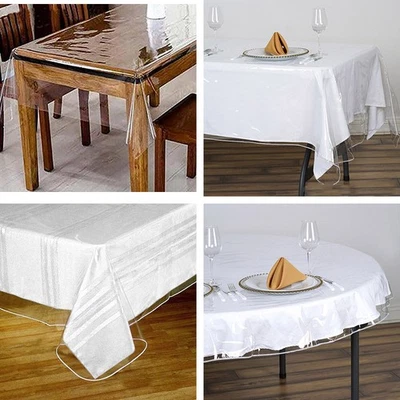 Clear PLASTIC Vinyl TABLECLOTH Protector Table Cover Catering Home Party Dinner - Image 1 of 2