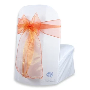 10 Stck. Organza Stuhl Abdeckung Schleife Schärpe 108"x8" - Orange - Hochzeit Party Bankett FB - Bild 1 von 5