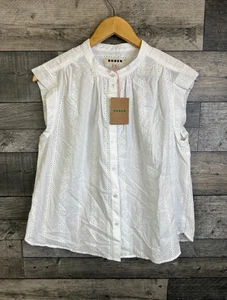 Boden Womens Blouse Top Size UK 8 White Broderie Sleeveless Shirt Everyday - Picture 1 of 10