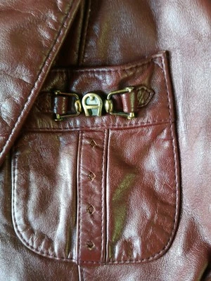 Jaqueta de couro vintage Etienne Aigner Borgonha tamanho 8 - Imagem 1 de 4