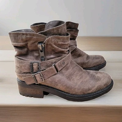 Carlos Santana Shawn Brown Vegan Leather Ankle Boots Women’s 5 1/2 Zip - Image 1 of 4