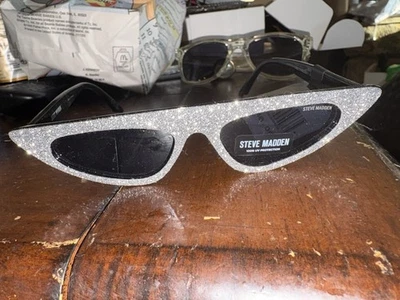 Gafas de sol Steve Madden raras plateadas brillantes nuevas auténticas Foto 1 de 4