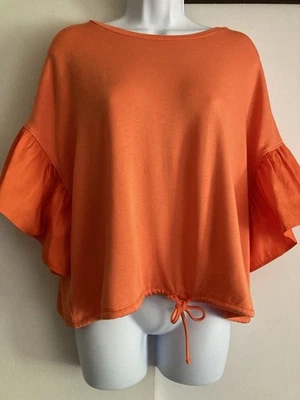 Top Adrianna Papell Naranja Terry Francés Cordón Dobladillo Manga Acampanada, Nuevo con Etiquetas XL Foto 1 de 4