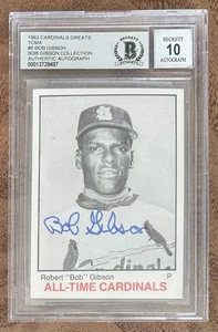 Bob Gibson Signed 1983 TCMA Cardinals Greats Baseball Card #8 - Auto Graded 10! - Bild 1 von 2
