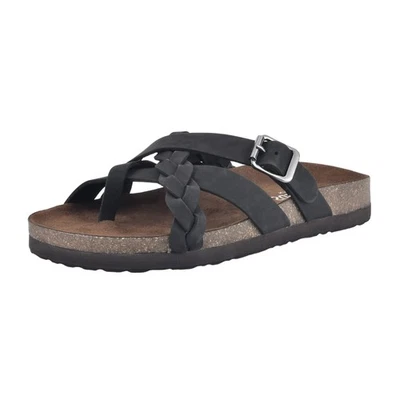 White Mountain Womens Harrington Footbed Sandal Strappy Black / Nubuk 9M - Image 1 of 4