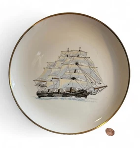 Vintage Nautical Decor Clipper Ship Collector Plate 9-3/8" Japan - Picture 1 of 2