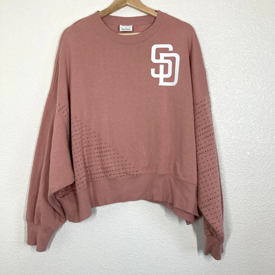 Sudadera corta de los Padres de San Diego para mujer XL rosa MLB béisbol Nike manga Swoosh Foto 1 de 4