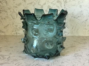 Lazy Susan Glas brutalistische Dorn Vase/Schale 8” Durchmesser x 7,5” hoch - Bild 1 von 9