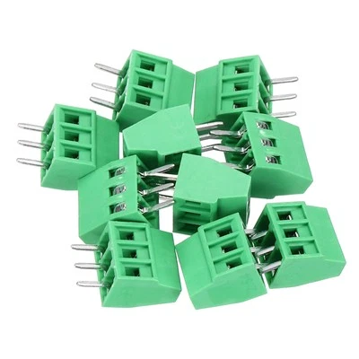 10PCS 3-Pin PCB Mount Screw Terminal Block Connectors 2.54mm/0.1inch Pitch - Image 1 of 4