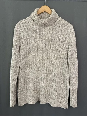 Suéter de algodão gola alta Chicos tamanho XL 3 marrom chocolate marrom robusto com nervuras - Imagem 1 de 4