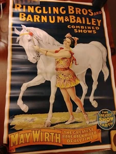 Poster Ringling Bros And Barnum & Bailey May Wirth retro nudo 32x22 come nuovo - Foto 1 di 6