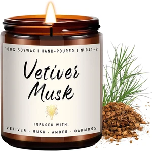 Duftkerze für Zuhause Vetiver Moschus Kerze Aromatherapie Kerzen Soja Kerzen  - Bild 1 von 7