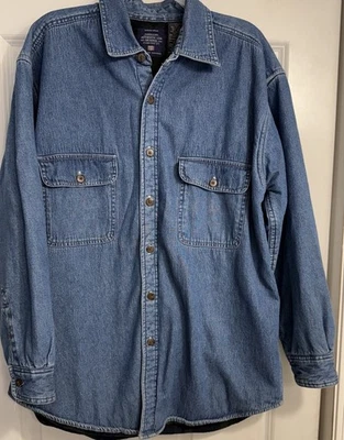 Desteñido Glory De Colección Utilidad Exterior Bolsillo Denim Botón Camisa Chaqueta Polar Hombres Lg Foto 1 de 4