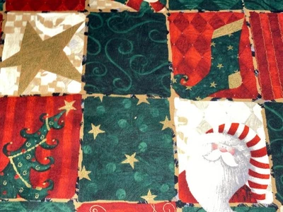 By 1/2 Yd Ho Ho Ho Be Jolly" Santa Star Christmas Tree Quilt Blocks Susan Zulauf - Image 1 of 4