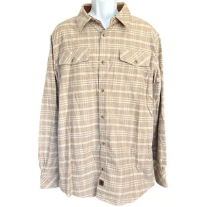 Legendary Whitetails Flannel Shirt Sz Large Tall Beige Neutral Casual - Picture 1 of 10