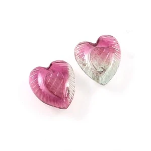 Loose Gemstone Natural Certified Bio Tourmaline Hand Carved Fancy Heart A979 - Picture 1 of 3