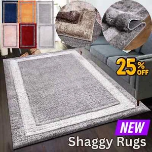 Shaggy Rugs Living Room Non Slip on Carpet Bedroom Playroom Kitchen Hall Runners - Picture 1 of 97