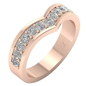I1 G Anniversary Wedding Ring 0.55 Carat Natural Diamond 14K Rose Gold Prong Set - Picture 1 of 8